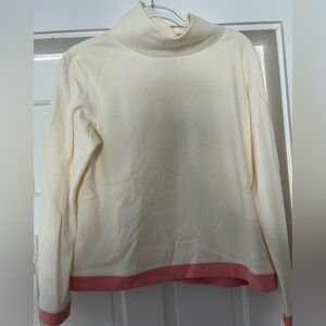 Dudley Stephens Cream Terry Fleece Park Slope Turtleneck with Coral trim